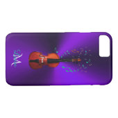 Monogramm-Violinen-Musiknoten lila iPhone 7 Kasten Case-Mate iPhone Hülle (Rückseite (Horizontal))