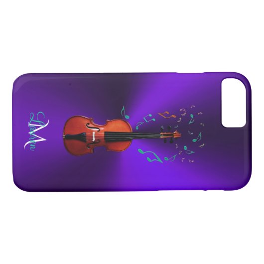 Monogramm-Violinen-Musiknoten lila iPhone 7 Kasten Case-Mate iPhone Hülle (Rückseite (Horizontal))