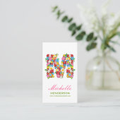 Monogramm-Visitenkarte der Frühlings-Blumen-"M" Visitenkarte (Stehend Vorderseite)