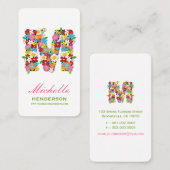 Monogramm-Visitenkarte der Frühlings-Blumen-"M" Visitenkarte (Vorne/Hinten)