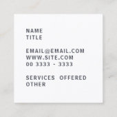 Monogramm-Visitenkarte für kleine Unternehmen Quadratische Visitenkarte (Rückseite)