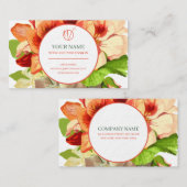 Monogramm-Visitenkarte für Rosa und grüne Blume Visitenkarte (Vorne/Hinten)