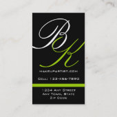 Monogramm-Visitenkarte-Maskenbildner-Grün Visitenkarte (Rückseite)
