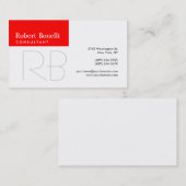 Monogramm-Visitenkarte mit weißem schwarzem Streif Visitenkarte (Vorne/Hinten)