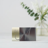 Monogramm-Visitenkarten-Imitat aus gebürstetem Sta Visitenkarte (Stehend Vorderseite)