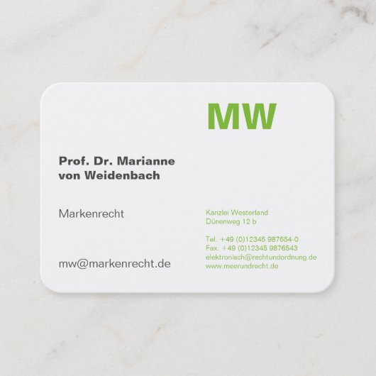 Monogramm Visitenkarten Visitenkarte (Vorderseite)