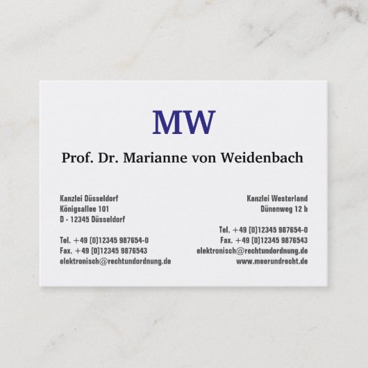 Monogramm Visitenkarten Visitenkarte (Vorderseite)