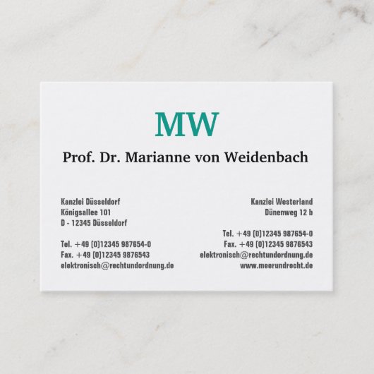 Monogramm Visitenkarten Visitenkarte (Vorderseite)