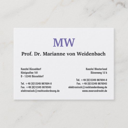 Monogramm Visitenkarten Visitenkarte (Vorderseite)