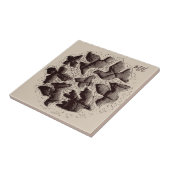 Monogramm Vogel Schmetterling Skandinavisch Retro Fliese (Seite)