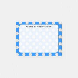 Monogramm-Volleyballbälle auf azurblau Post-it Klebezettel
