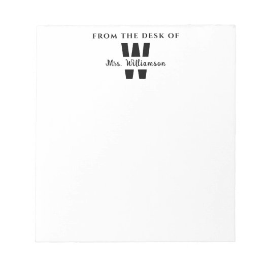 Monogramm vom Schreibtisch des Lehrers des Individ Notizblock (Vorderseite)