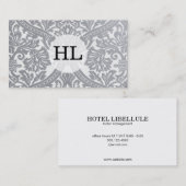 Monogramm vom Serientyp / Damaske Grau Visitenkarte (Vorne/Hinten)