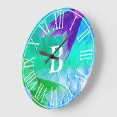 Monogramm von Mermaid-Schwänzen und Skalen Große Wanduhr (Winkel)