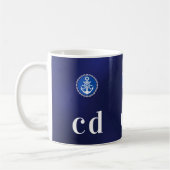 Monogramm von Navy-White-nautical-Boot-Initialen Kaffeetasse (Links)