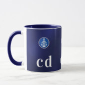 Monogramm von Navy-White-nautical-Boot-Initialen Tasse (Links)