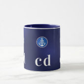 Monogramm von Navy-White-nautical-Boot-Initialen Tasse (Zentrum)