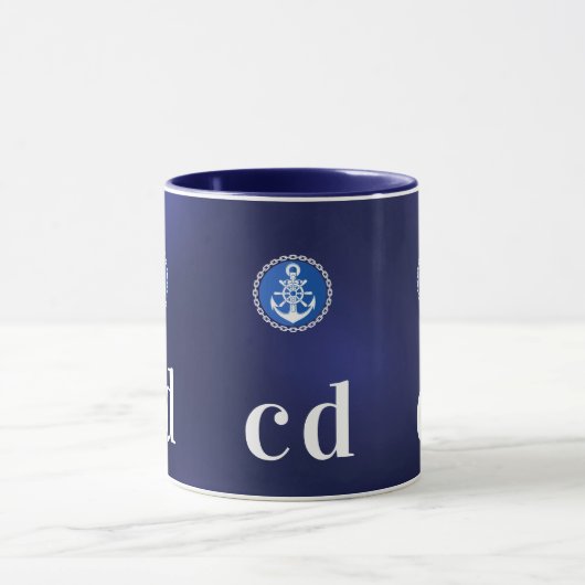 Monogramm von Navy-White-nautical-Boot-Initialen Tasse (Zentrum)
