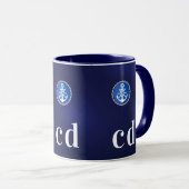 Monogramm von Navy-White-nautical-Boot-Initialen Tasse (VorderseiteRechts)
