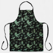 Monogramm von Steampunk-Verdigris-Gänsen und Crows Schürze (Vorderseite)