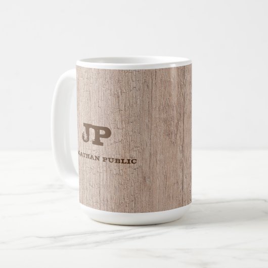 Monogramm-Vorlage Elegant-Plankenschau Kaffeetasse (Vorderseite Links)