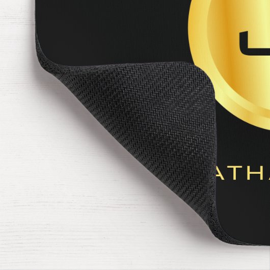 Monogramm Vorlage elegant Schwarz und Gold Mousepad (Ecke)