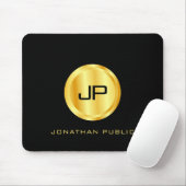 Monogramm Vorlage elegant Schwarz und Gold Mousepad (Mit Mouse)