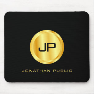 Monogramm Vorlage elegant Schwarz und Gold Mousepad