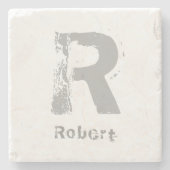 Monogramm Vorlage Eleganter Design Letter-Marmor o Steinuntersetzer (Vorderseite)