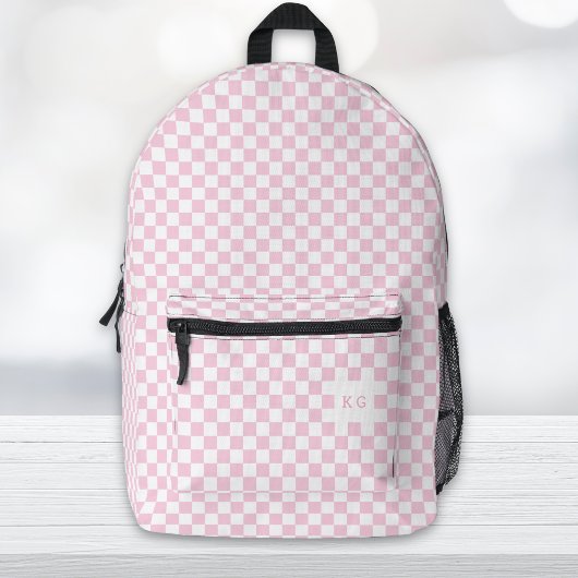 Monogramm-Vorlagen für rosa und weiße Karo Bedruckter Rucksack