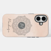 Monogramm Vorlagenname Modern Mandala Blush Rosa Case-Mate iPhone Hülle (Rückseite (Horizontal))
