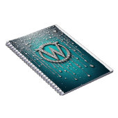Monogramm W auf glänzendem Türkis-Glitter Notizblock (Rechte Seite)