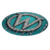 Monogramm W auf glänzendem Türkis-Glitter Schneidebrett (Ecke)