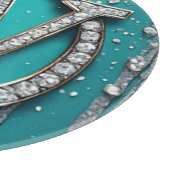 Monogramm W auf glänzendem Türkis-Glitter Schneidebrett (Ecke)