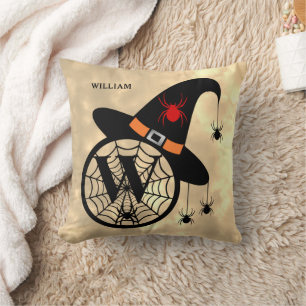 Monogramm W Halloween Himmel Hexe Spinnen Name Kissen
