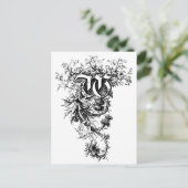 Monogramm W mit Distelblumen Postkarte (Stehend Vorderseite)