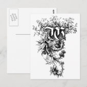 Monogramm W mit Distelblumen Postkarte (Vorne/Hinten)