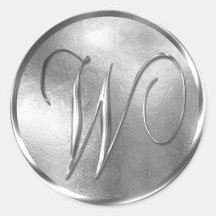 Monogramm W NONMETALLIC Silver Umschlag Aufkleber