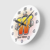 Monogramm W Sock Monkey-Uhr Runde Wanduhr (Winkel)