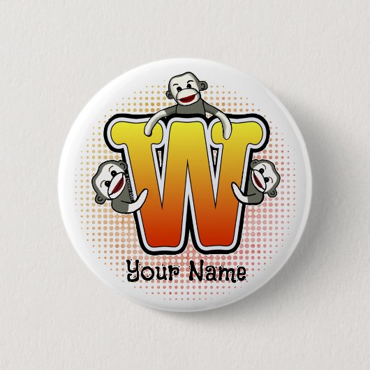 Monogramm W Sockenaffe Button (Vorderseite)