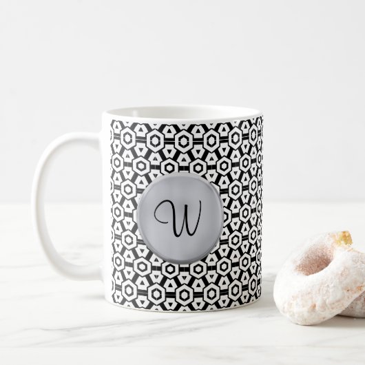 Monogramm-W-Tasse-Monogramm-Vorlage Kaffeetasse (Mit Donut)