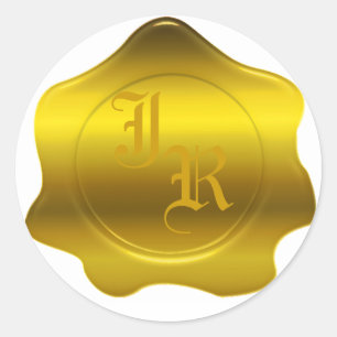 Monogramm-Wachs-Siegel-Hochzeits-Aufkleber Runder Aufkleber