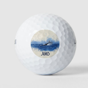 Monogramm Wal Schwanz Ozean Meerestiere Golfball
