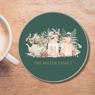 Monogramm Wald Blumen Botanischer Familienname Getränkeuntersetzer