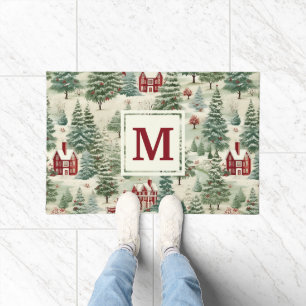 Monogramm-Wald-Landhaus-Weihnachten Süß Fußmatte
