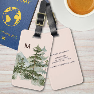 Monogramm Wald und Berg Gepäckanhänger