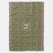 Monogramm-Waldgrün-Aquarell-Wildblumengarten Decke (Vorderseite Vertikal)