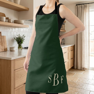 Monogramm Waldgrün Boho Moody Küchengeschenk Schürze