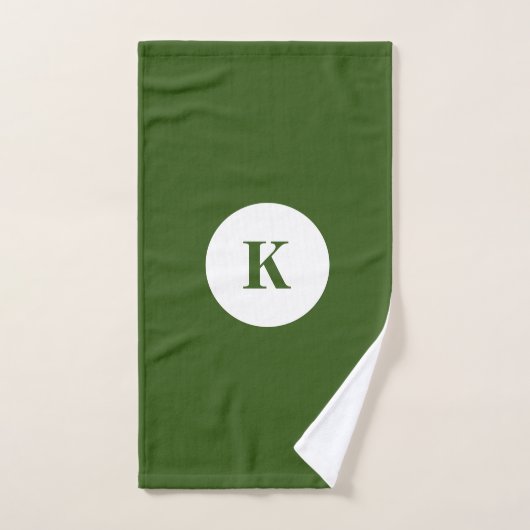 Monogramm Waldgrün Farbige Elegante Moderne Handtuch (Handtuch)