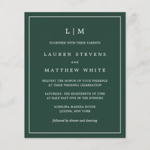 Monogramm-Waldgrüne-Hochzeitseinladung zum kleinen